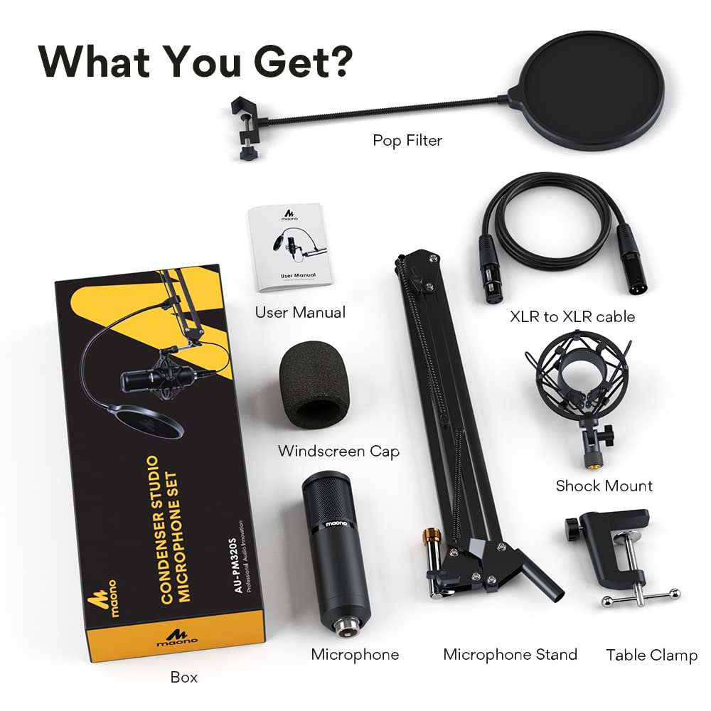 MAONO AU-PM320S Professional XLR Condenser Microphone Kit